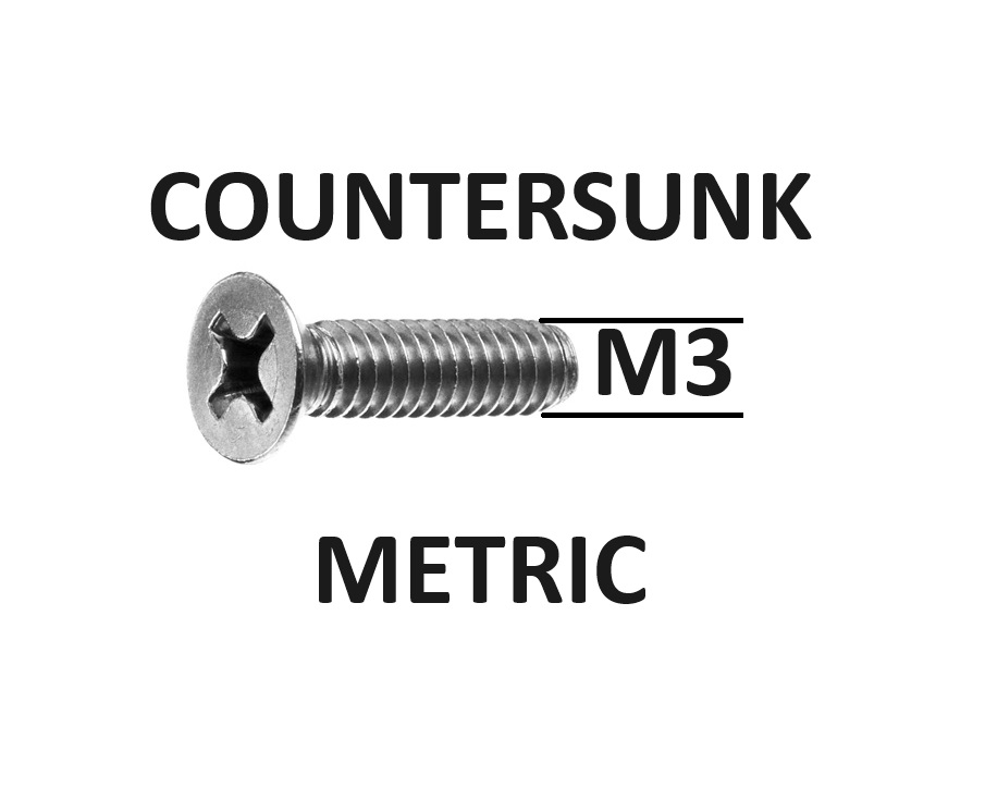 3mm Countersunk Machine Screws Stainless Steel Grade 304 Select Length